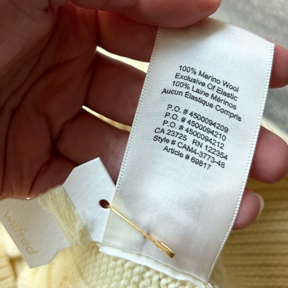 Aritzia Wilfred Devry Sweater Ribbed Cable Knit Chunky Merino Wool Yellow - Picture 8 of 11